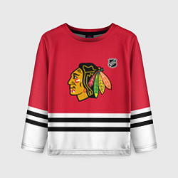 Лонгслив детский Чикаго Блэкхокс хоккей, цвет: 3D-принт