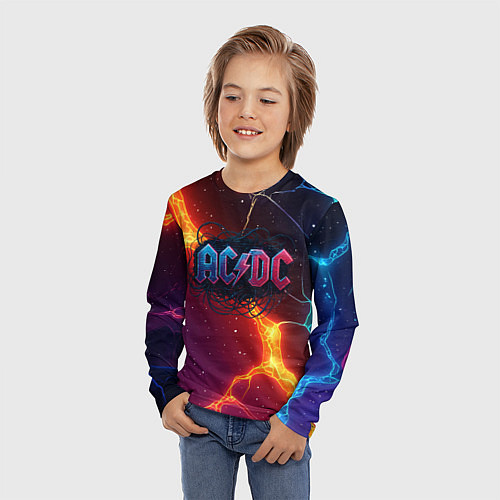 Детский лонгслив ACDC логотип в градиенте / 3D-принт – фото 3