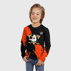 Лонгслив детский Анахайм Дакс - оранжевая краска, цвет: 3D-принт — фото 2