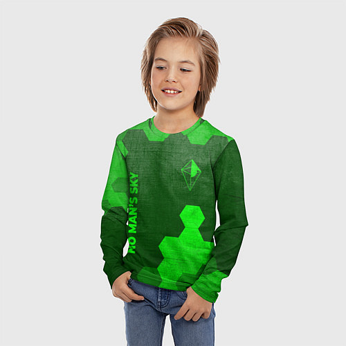 Детский лонгслив No Mans Sky - green gradient вертикально / 3D-принт – фото 3