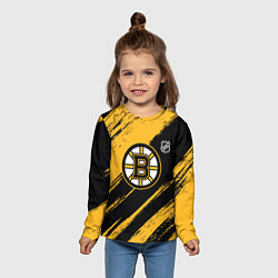 Лонгслив детский Бостон Брюинз - брызги краски, цвет: 3D-принт — фото 2