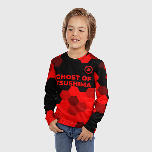 Детский лонгслив Ghost of Tsushima - red gradient посередине / 3D-принт – фото 3
