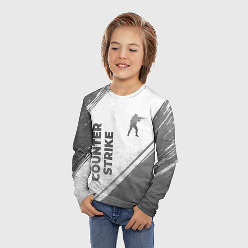 Детский лонгслив Counter Strike - white gradient вертикально / 3D-принт – фото 3