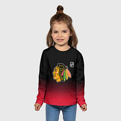 Лонгслив детский Чикаго Блэкхокс - градиент, цвет: 3D-принт — фото 2