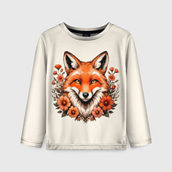 Детский лонгслив Japanese fox in flowers