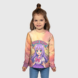Лонгслив детский Билли Айлиш в аниме стиле, цвет: 3D-принт — фото 2
