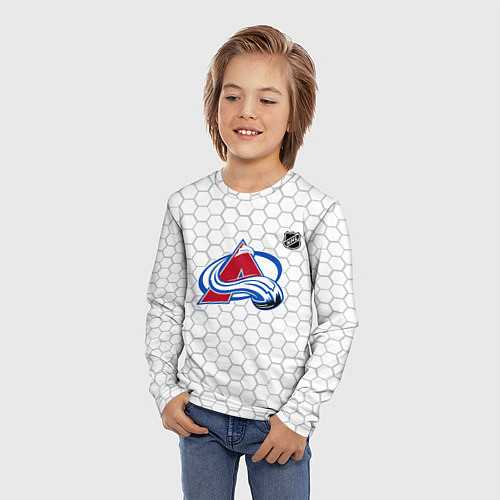 Детский лонгслив Колорадо Эвеланш - белые соты / 3D-принт – фото 3