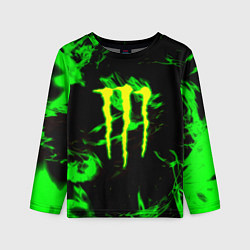 Детский лонгслив Monster energy кислотное лого огонь