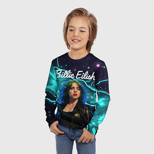 Детский лонгслив Певица Билли Айлиш / 3D-принт – фото 3