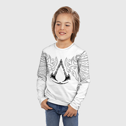 Детский лонгслив Ассасин Крид - узор ворон / 3D-принт – фото 3