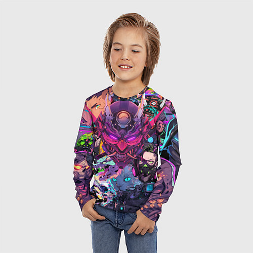 Детский лонгслив Стиль Cyberpunk / 3D-принт – фото 3