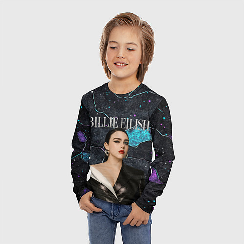 Детский лонгслив Билли Айлиш в деловом костюме / 3D-принт – фото 3