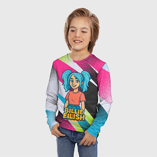 Детский лонгслив Билли Айлиш в стиле мультфильма / 3D-принт – фото 3