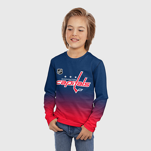 Детский лонгслив Вашингтон Кэпиталз - градиент / 3D-принт – фото 3