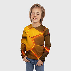 Лонгслив детский Желтые неоновые соты - текстура, цвет: 3D-принт — фото 2