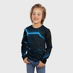 Лонгслив детский Черные плиты с синим светом, цвет: 3D-принт — фото 2