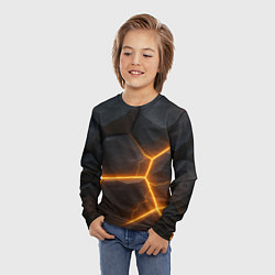 Лонгслив детский Черные плиты с оранжевой молнией, цвет: 3D-принт — фото 2