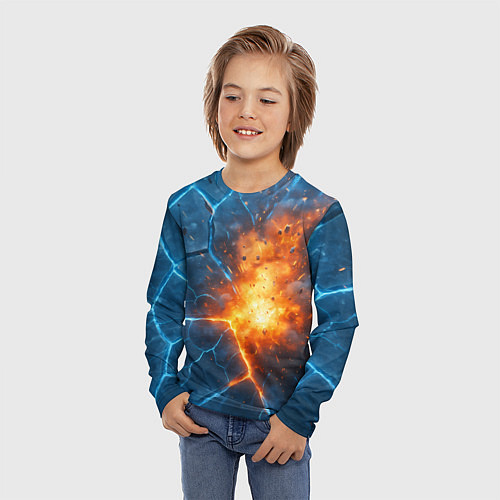 Детский лонгслив Взрыв из объемных плит / 3D-принт – фото 3