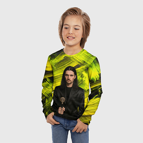 Детский лонгслив Bones держит трость / 3D-принт – фото 3