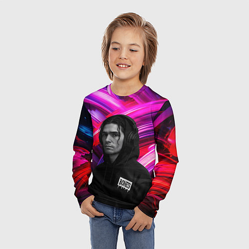 Детский лонгслив Bones в наушниках / 3D-принт – фото 3