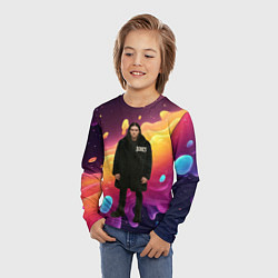 Лонгслив детский Bones во весь рост в черной одежде, цвет: 3D-принт — фото 2