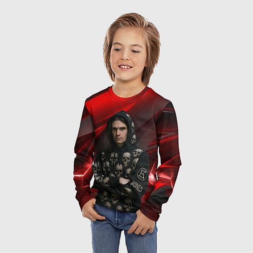 Детский лонгслив Bones с черепами на худи / 3D-принт – фото 3