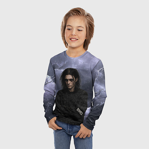 Детский лонгслив Bones в образе психа / 3D-принт – фото 3