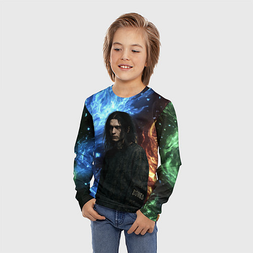 Детский лонгслив Bones депрессивный стиль / 3D-принт – фото 3