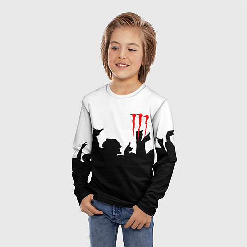 Детский лонгслив Monster energy rock black / 3D-принт – фото 3