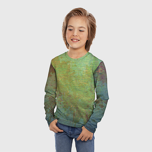 Детский лонгслив Абстракция - green oil stain / 3D-принт – фото 3