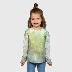 Лонгслив детский Абстракция - white waves on green background, цвет: 3D-принт — фото 2