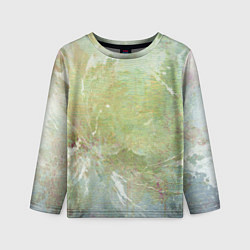 Детский лонгслив Абстракция - white waves on green background