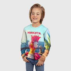 Лонгслив детский Никита - загрузка - смешной петух, цвет: 3D-принт — фото 2