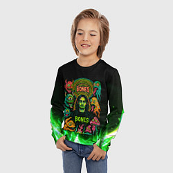 Лонгслив детский Bones психоделика, цвет: 3D-принт — фото 2
