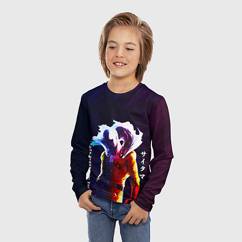 Детский лонгслив Anime OPM Saitama The Strongest Hero / 3D-принт – фото 3