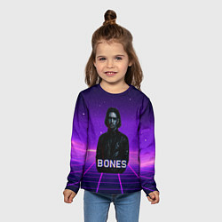 Лонгслив детский Bones retrowave, цвет: 3D-принт — фото 2