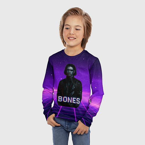 Детский лонгслив Bones retrowave / 3D-принт – фото 3