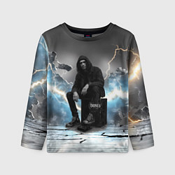 Лонгслив детский Bones на фоне молний, цвет: 3D-принт