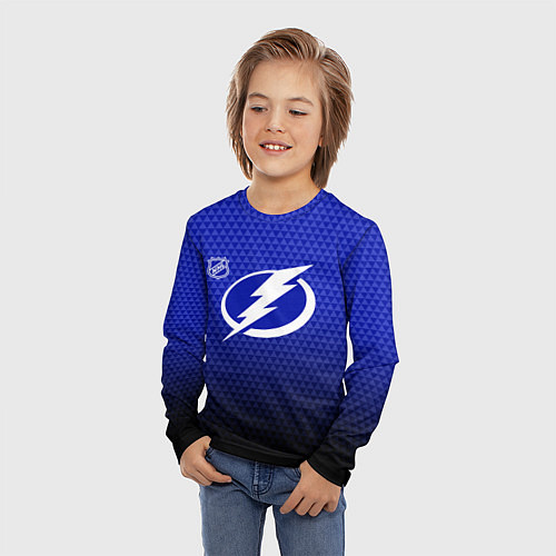 Детский лонгслив Тампа Бэй Лайтнинг - синий градиент / 3D-принт – фото 3