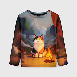 Лонгслив детский Котик в кубическом мире, цвет: 3D-принт