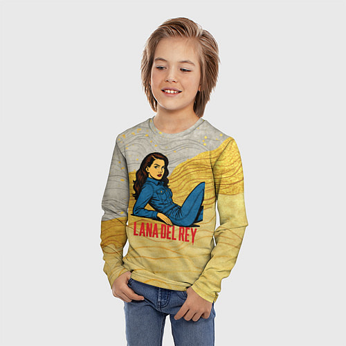 Детский лонгслив Lana Del Rey в джинсовом костюме / 3D-принт – фото 3