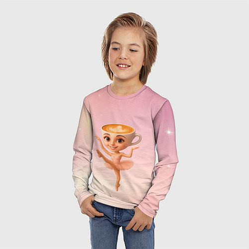Детский лонгслив Балерина капучино ии мем / 3D-принт – фото 3