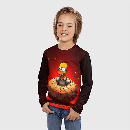 Детский лонгслив Гомер в пончике / 3D-принт – фото 3
