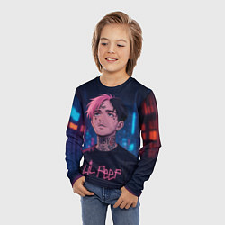 Лонгслив детский LiL Peep - Неоновый аниме арт, цвет: 3D-принт — фото 2