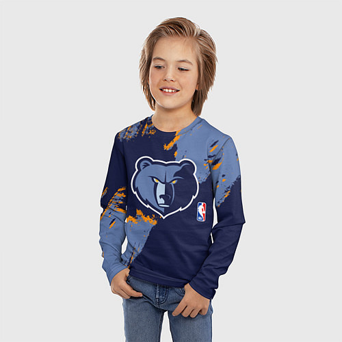 Детский лонгслив Мемфис Гриззлис - логотип команды / 3D-принт – фото 3