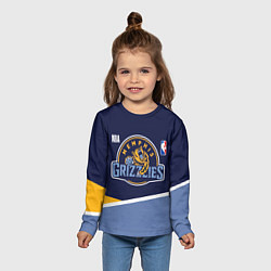 Лонгслив детский Мемфис Гриззлис - линии, цвет: 3D-принт — фото 2