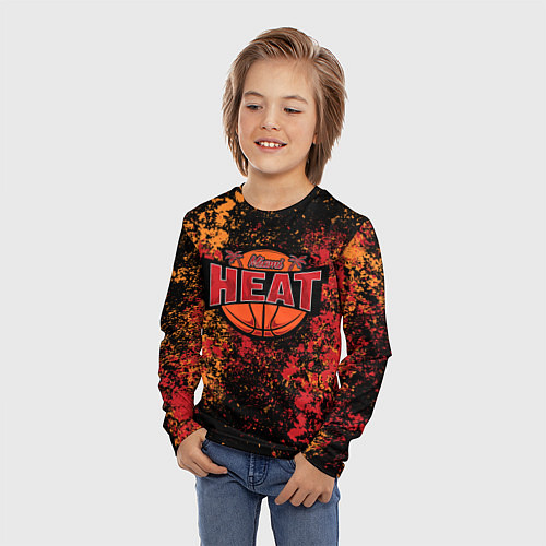 Детский лонгслив Майами Хит - цветовой хаос / 3D-принт – фото 3