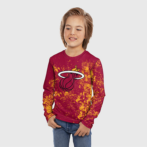 Детский лонгслив Майами Хит - брызги красок / 3D-принт – фото 3