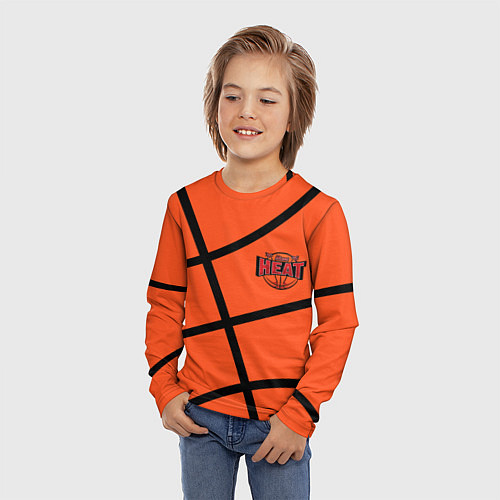 Детский лонгслив Майами Хит - баскетболная разметка / 3D-принт – фото 3
