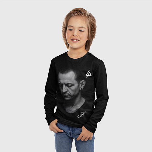 Детский лонгслив Честер Беннингтон - легенда / 3D-принт – фото 3